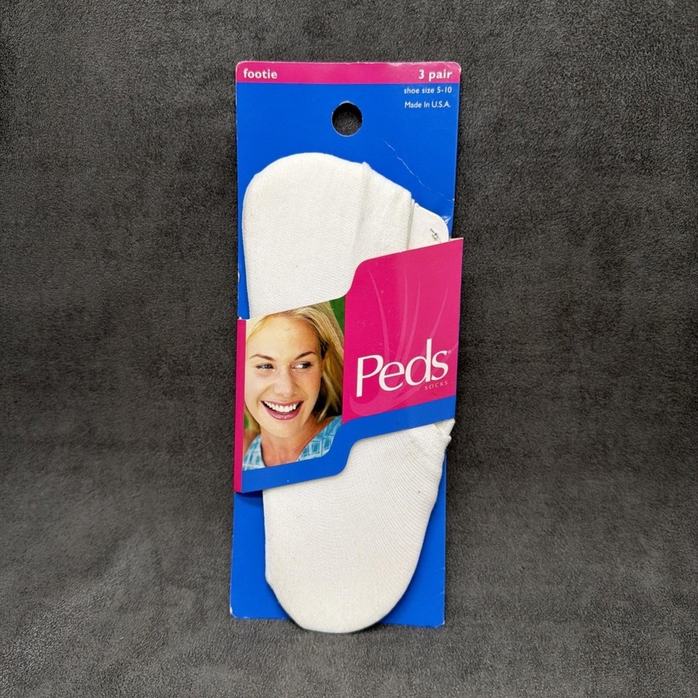 Vintage Women's Peds White Footie No Show Socks 3 Pairs